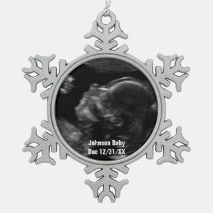 Ornement Flocon De Neige Personnalisé Baby Ultrasound Photo Ornament de Noë
