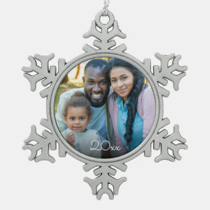 Ornement Flocon De Neige Personnalisé Élégant Votre Famille Photo Vintage N