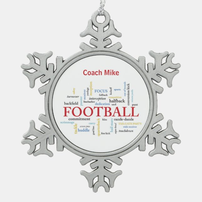 Ornement Flocon De Neige Personnaliser, Football Coach Merci en mots (Devant)