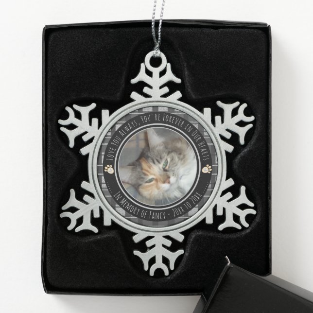 Ornement Flocon De Neige Pet Memorial Remebration One Photo (Boîte)