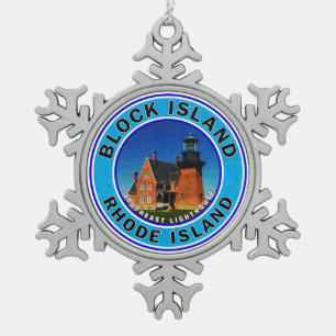 Ornement Flocon De Neige Phare de Block Island Rhode Island Southeast