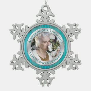 Ornement Flocon De Neige Photo commémorative Noël Turquoise Argent