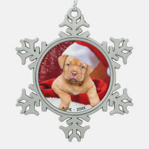 Ornement Flocon De Neige Photo de chien chiot Pitbull personnalisé