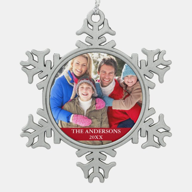 Ornement Flocon De Neige Photo de famille Rouge (Devant)