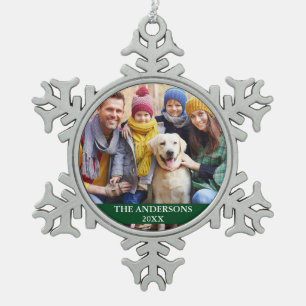 Ornement Flocon De Neige Photo de famille verte