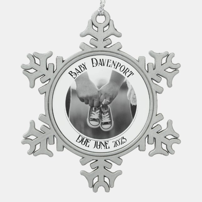 Ornement Flocon De Neige Photo de grossesse de Noël (Devant)