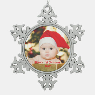 Ornement Flocon De Neige Photo personnalisée 1er Noël Baby