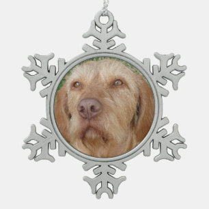 Ornement Flocon De Neige Photo personnalisée d'animal familier de Vizsla de