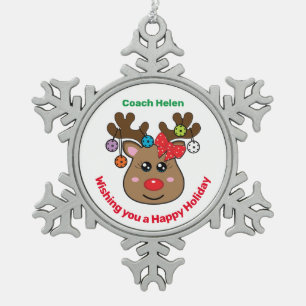 Ornement Flocon De Neige Pickleball Reindeer 🎄 Snowflake Pewer Noël