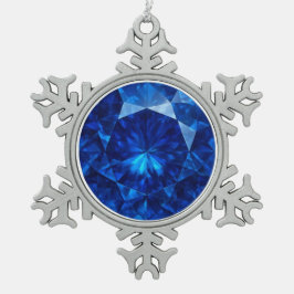 Ornement Flocon De Neige Pierre cardiaque Azure
