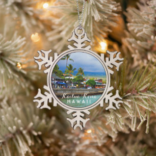 Ornement Flocon De Neige Pilier Hawaï de Kailua Kona tropicale