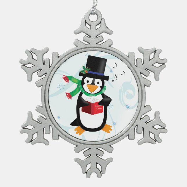 Ornement Flocon De Neige Pingouin de Caroling Dapper (Devant)