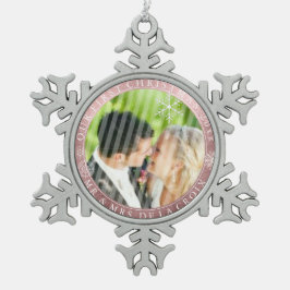 Ornement Flocon De Neige PixDezines M&Mme 1er cadre or Rose de Noël