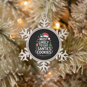 Ornement Flocon De Neige Plus susceptible de manger les cookies de Santa No