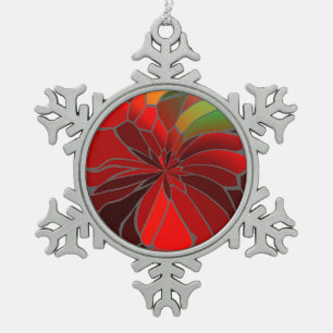 Ornement Flocon De Neige Poinsettia Abstraite