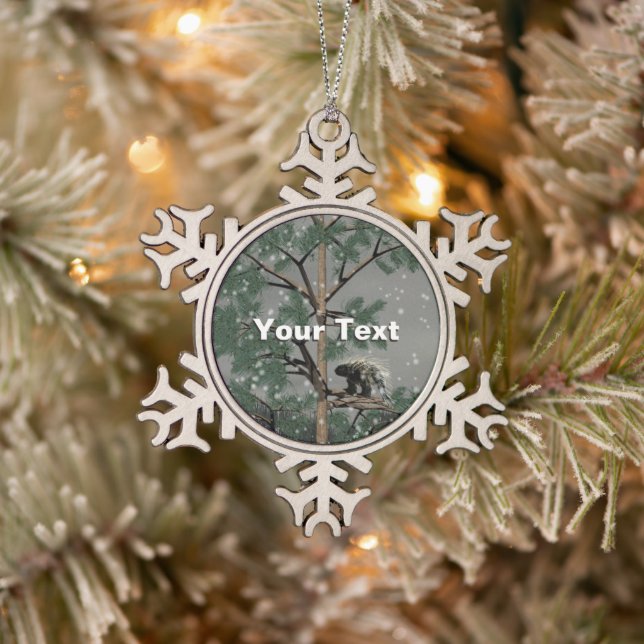 Ornement Flocon De Neige Porcupine Dans Un Pin (Arbre)