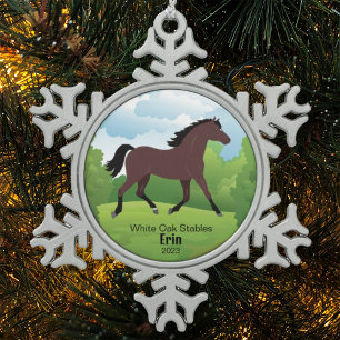 Ornement Flocon De Neige Porte-clés Cheval avec Race Personnalisable