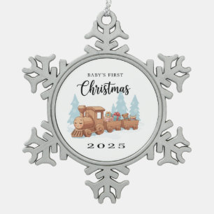 Ornement Flocon De Neige Premier Noël de bébé 2025 Jouet en bois mignon