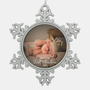 Ornement Flocon De Neige Premier Noël de bébé personnalisé avec photo