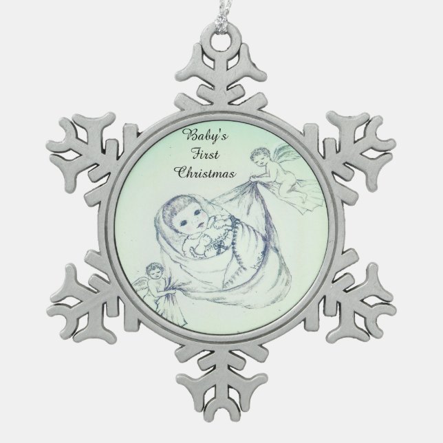 Ornement Flocon De Neige Premier Noël du bébé (Devant)