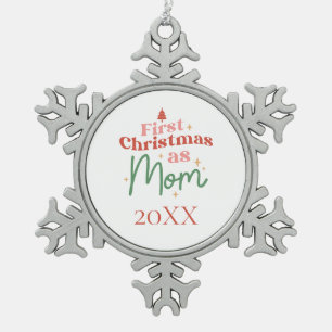 Ornement Flocon De Neige Premier Noël en maman Nouveau Noël maman