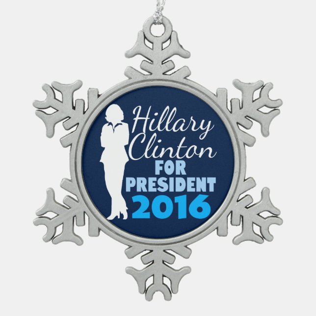 Ornement Flocon De Neige Président 2016 de silhouette de Hillary Clinton (Devant)