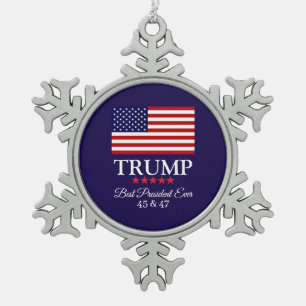 ORNEMENT FLOCON DE NEIGE PRÉSIDENT DONALD TRUMP MEILLEUR PRÉSIDENT JAMAIS