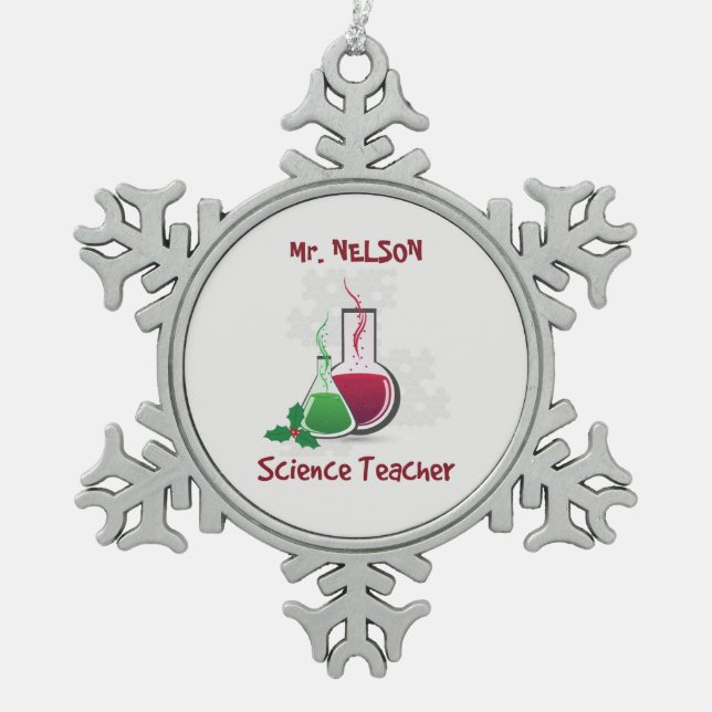 Ornement Flocon De Neige Professeur de sciences, expériences Joyeux Noël (Devant)