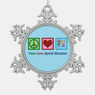 Ornement Flocon De Neige Professeur d'éducation spéciale d'amour de paix