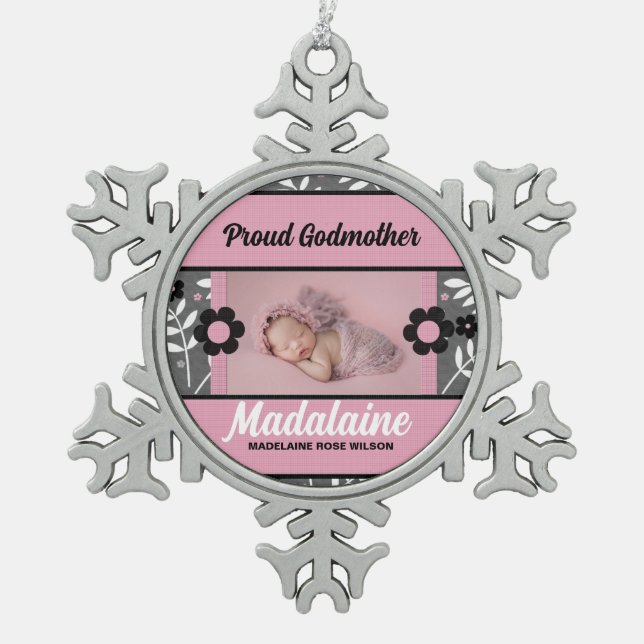 Ornement Flocon De Neige Proud Godmother Pink Retro (Devant)