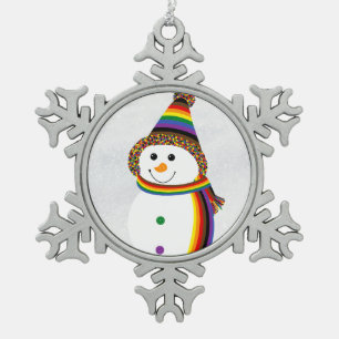 Ornement Flocon De Neige Rainbow POC Gay pride Drapeau Snowperson
