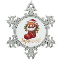 Red Panda in Christmas Stocking Merry & Bright