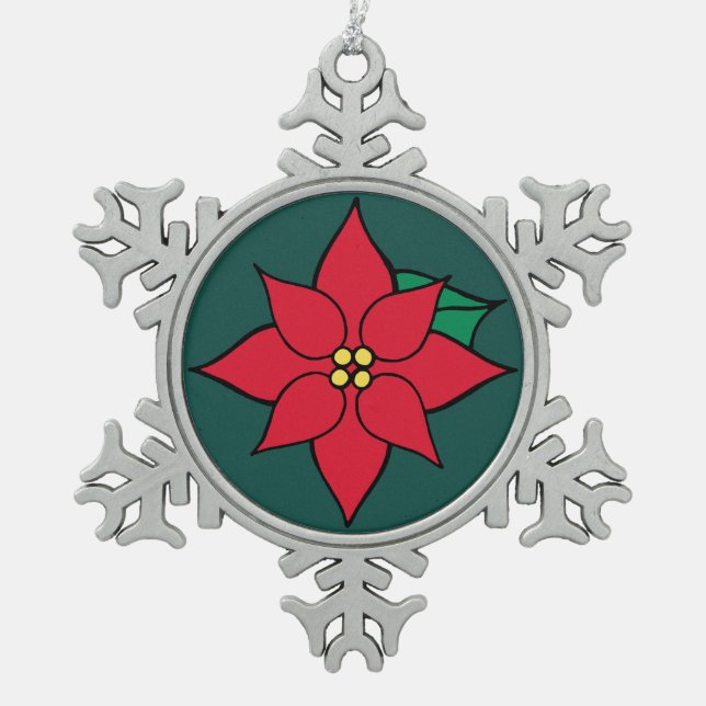 Ornement Flocon De Neige Red Poinsettia Cadeau de Noël (Devant)