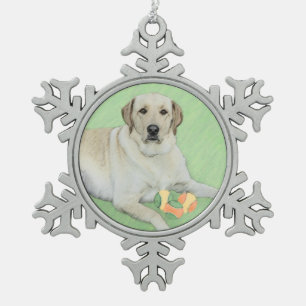 Ornement Flocon De Neige Retriever du Labrador jaune et balles de tennis Pe