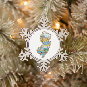 Ornement Flocon De Neige Retro New Jersey Cape May Atlantic City Souvenir