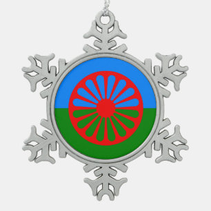 Ornement Flocon De Neige Romany Drapeau tzigane Flocon de neige Pewer Noël 