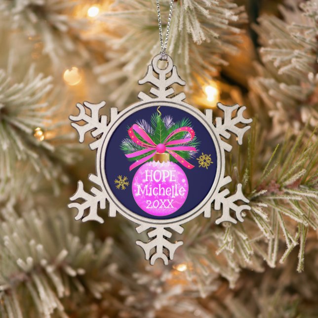 Ornement Flocon De Neige Ruban rose unique (Arbre)