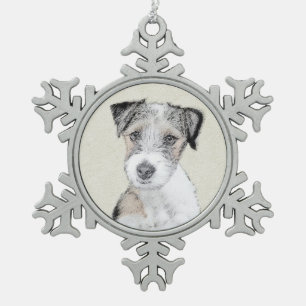 Ornement Flocon De Neige Russell Terrier Rough Painting - Art original du c