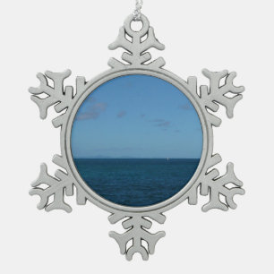 Ornement Flocon De Neige Sainte-Lucie Horizon Océan Bleu