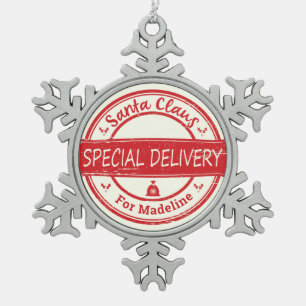 Ornement Flocon De Neige Santa Claus Livraison spéciale Nom personnalisé
