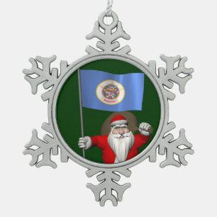Ornement Flocon De Neige Santa Claus with Ensign of Minnesota
