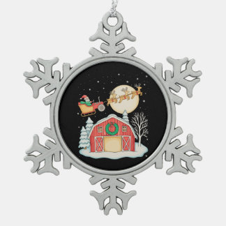 Ornement Flocon De Neige Santa Tractor Farm Farmer Christmas Farming Xmas