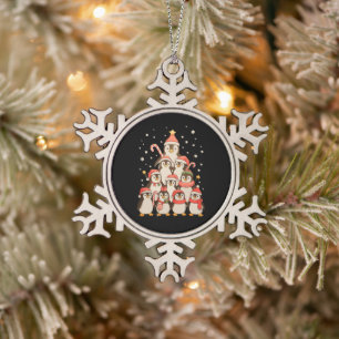 Ornement Flocon De Neige Sapin de Noël Pingouin Neige Chapeau de Père Noël