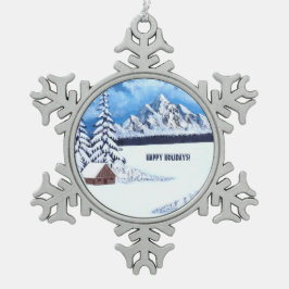 Ornement Flocon De Neige Scène hivernale merveilleuse