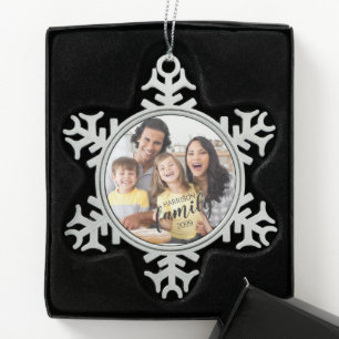 Ornement Flocon De Neige Script FAMILLE Personnalisé Un seul garde-photo