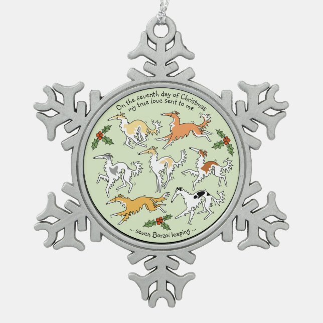 Ornement Flocon De Neige Septième jour de barzoï de Noël (Devant)