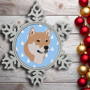 Ornement Flocon De Neige Shiba Inu Chien blanc Arbre de Noël Motif