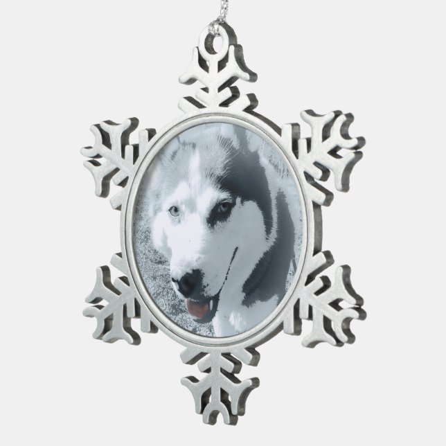 Ornement Flocon De Neige Siberian Husky Huskybild Huskykopf (Vue impression)