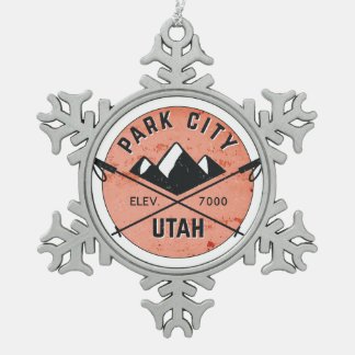 Ornement Flocon De Neige Ski de Park City Utah