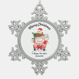 Ornement Flocon De Neige Snow Santa truck merry Christmas